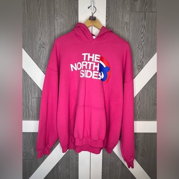 017. Chicago Cubs “The North Side” Cubby Bear Pink Hoodie 2X (missing drawstring - Picture 1 of 6